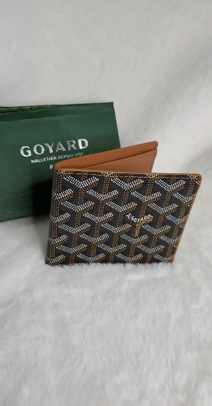Goyard Black and Brown Chevron Pattern Money Clip Wallet